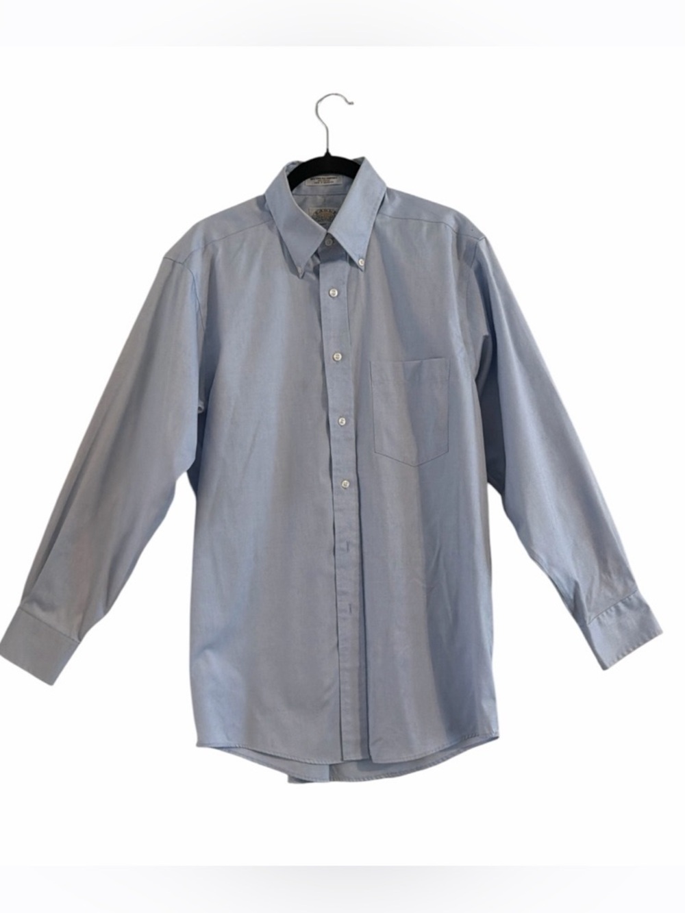 Men’s Light Blue Button-Down Dress Shirt with Chest Pocket Neck Size 15 1/2